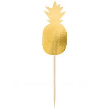 20 Pics décoratifs Ananas doré 9 cm - Couleur Or