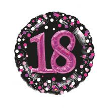 Ballon aluminium 18 ans noir et fuchsia 91 cm - Couleur Multicolore