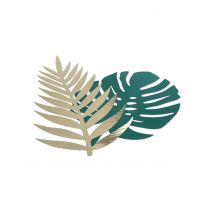 6 Feuilles tropicales vert et or carton - Couleur Vert