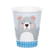 8 Gobelets en carton Petit Ours Gris 266 ml - Couleur Bleu