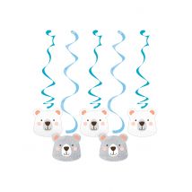 5 Suspensions en carton Petit Ours 76,2 cm et 99,1 cm - Couleur Bleu