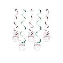 5 Suspensions spirale en carton Petit Lapin 76 et 99 cm - Couleur Rose