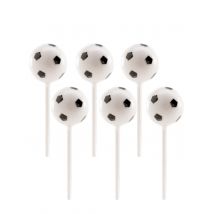 6 Ballons de foot en plastique sur pic 2,3 cm - Couleur Blanc