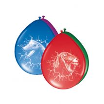 6 Ballons en latex Dinosaures multicolores 30 cm - Couleur Multicolore