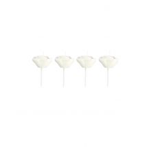 4 Bougies en forme de Roses blanches 13 cm - Couleur Blanc