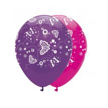 6 Ballons en latex Papillon rose et violet 30 cm - Couleur Rose