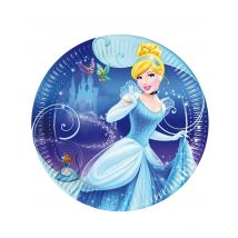 8 Assiettes en carton Cendrillon 19 cm - Couleur Bleu