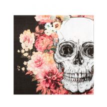 20 Serviettes en papier squelette fleuri 33 x 33 cm - Couleur Noir