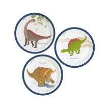 8 Assiettes en carton Grands Dinosaures 23 cm - Couleur Blanc