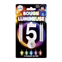 Bougies lumineuses LED chiffre 5 - Couleur Multicolore