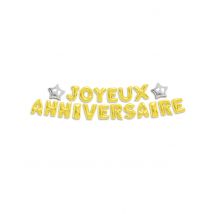 Guirlande ballons lettres Joyeux Anniversaire dorée 6m - Couleur Or