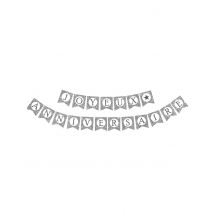 Guirlande Joyeux Anniversaire argent pailletée - Couleur Argent