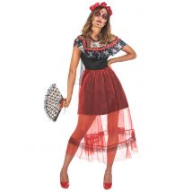 Déguisement Dia de los Muertos pour Femme - Couleur Rouge - Taille L