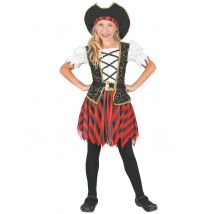Déguisement pirate noir et rouge pour Fille - Couleur Rouge - Taille XS 3-4 ans (92-104 cm)