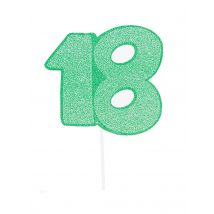 Maxi pic en carton nombre 18 vert pailleté 31 cm - Couleur Vert