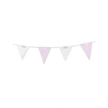 Guirlande 10 fanions tissus rayés rose et blanc nœuds assortis 2,8 m - Couleur Rose
