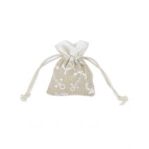 4 Pochons en lin ancre et gouvernail blanc 8 x 10 cm - Couleur Blanc