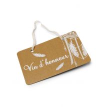 Pancarte Vin d'honneur boho kraft avec lien dentelle 25 x 15,5 cm - Couleur Marron