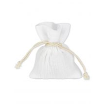 4 Pochons mousseline de coton blanc 8 x 10 cm - Couleur Blanc