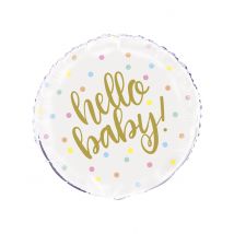 Ballon aluminium hello baby blanc et or 45 cm - Couleur Or