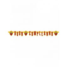 Guirlande en carton buon compleanno Roma 250 x 15 cm - Couleur Rouge