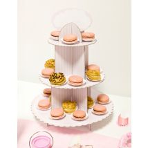 Présentoir à cupcake en carton blanc et rose 30 x 42 cm - Couleur Rose