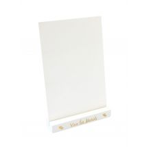 Porte menu en bois Vive les mariés doré 18 x 12 x 3 cm - Couleur Blanc