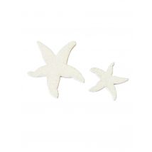 12 Confettis en bois étoiles de mer blanches 3 et 2 cm - Couleur Blanc