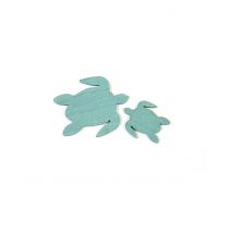 10 Confettis en bois tortues de mer bleues 5,5 et 3 cm - Couleur Bleu