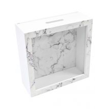 Boîte à messages en bois effet marbre blanc 18 x 7 cm - Couleur Blanc