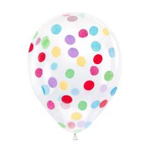 6 Ballons en latex transparents avec confettis multicolores 30 cm - Couleur Multicolore