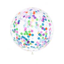 Ballon géant transparent confettis multicolores 1m - Couleur Multicolore