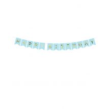 Guirlande en carton happy birthday bleue et métallisée 15 x 175 cm - Couleur Bleu