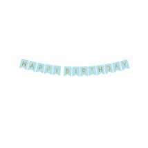 Guirlande en carton happy birthday bleue et métallisée 15 x 175 cm - Couleur Bleu