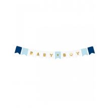 Guirlande en carton baby boy bleue et métallisée 15 x 160 cm - Couleur Blanc