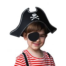 Chapeau de pirate et cache œil pour Enfant - Couleur Noir