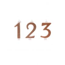 Bougie anniversaire chiffre rose gold 13 cm - Couleur Rose