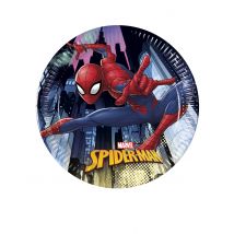 8 Petites assiettes en carton Spiderman 20 cm - Couleur Rouge