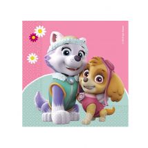 20 Serviettes en papier Pat' Patrouille Skye et Everest 33 x 33 cm - Couleur Rose