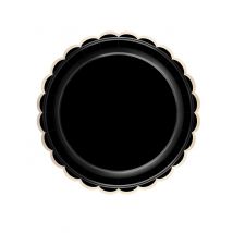 8 Assiettes en carton noires et dorées festonnées 23 cm - Couleur Noir