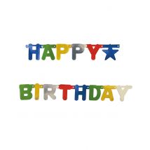 Guirlande métallisé Happy Birthday multicolore 1,56 m - Couleur Multicolore