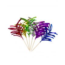 10 Pics apéritifs palmiers métalliques 10 cm - Couleur Multicolore
