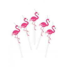 5 Bougies sur pics flamingo party 3 cm - Couleur Rose