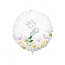 Ballon en aluminium 25 ans de mariage 45 cm - Couleur Blanc