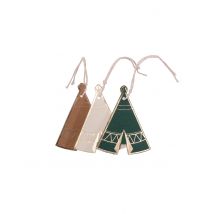8 Etiquettes en carton tipi indian forest kraft vert ivoire dorure 6,5 x 5 cm - Couleur Multicolore
