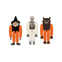 3 Pantins en papier à suspendre halloween 35 cm - Couleur Blanc