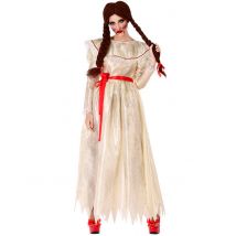 Déguisement poupée vintage maléfique pour Femme - Couleur Ivoire - Taille XS / S