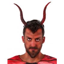 Serre-tête cornes de diable pour Adulte - Couleur Rouge