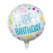 Ballon aluminium Confettis Happy Birthday 45cm - Couleur Multicolore