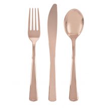 18 Couverts en plastique rose gold - Couleur Rose